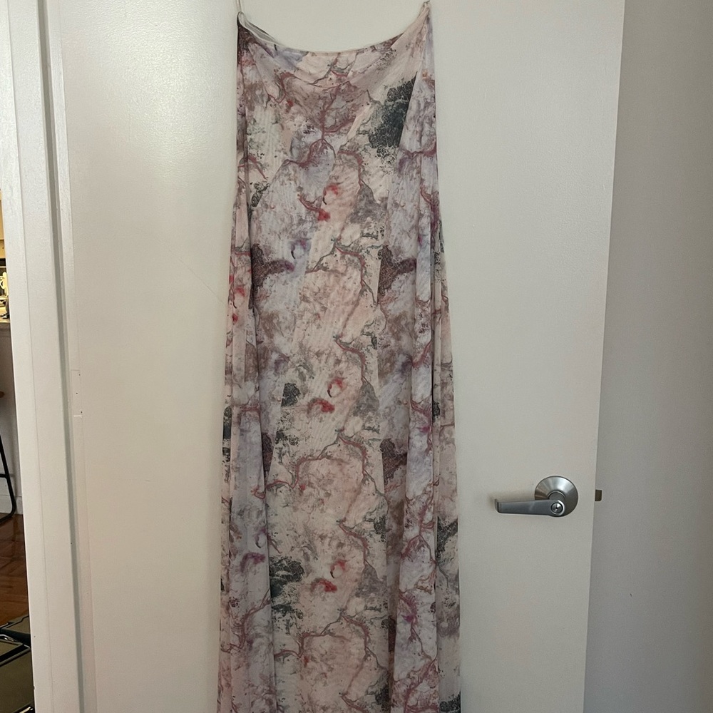 Zara Marble Print Midi Dress - Pink and Gray